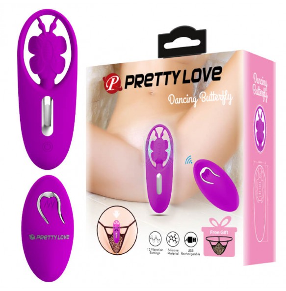 PRETTY LOVE - Dancing Butterfly Wireless Remote-Controlled Vibration Wearable (Chargeable - Purple)